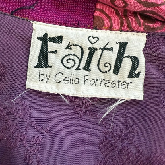 Faith by Celia Forrester Patchwork Kimono Jacket Abstract Print Women's - Picture 6 of 13